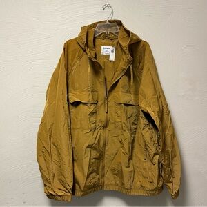 Old Navy Mustard-Yellow Water-Resistant Nylon Anorak Jacket, size XXL